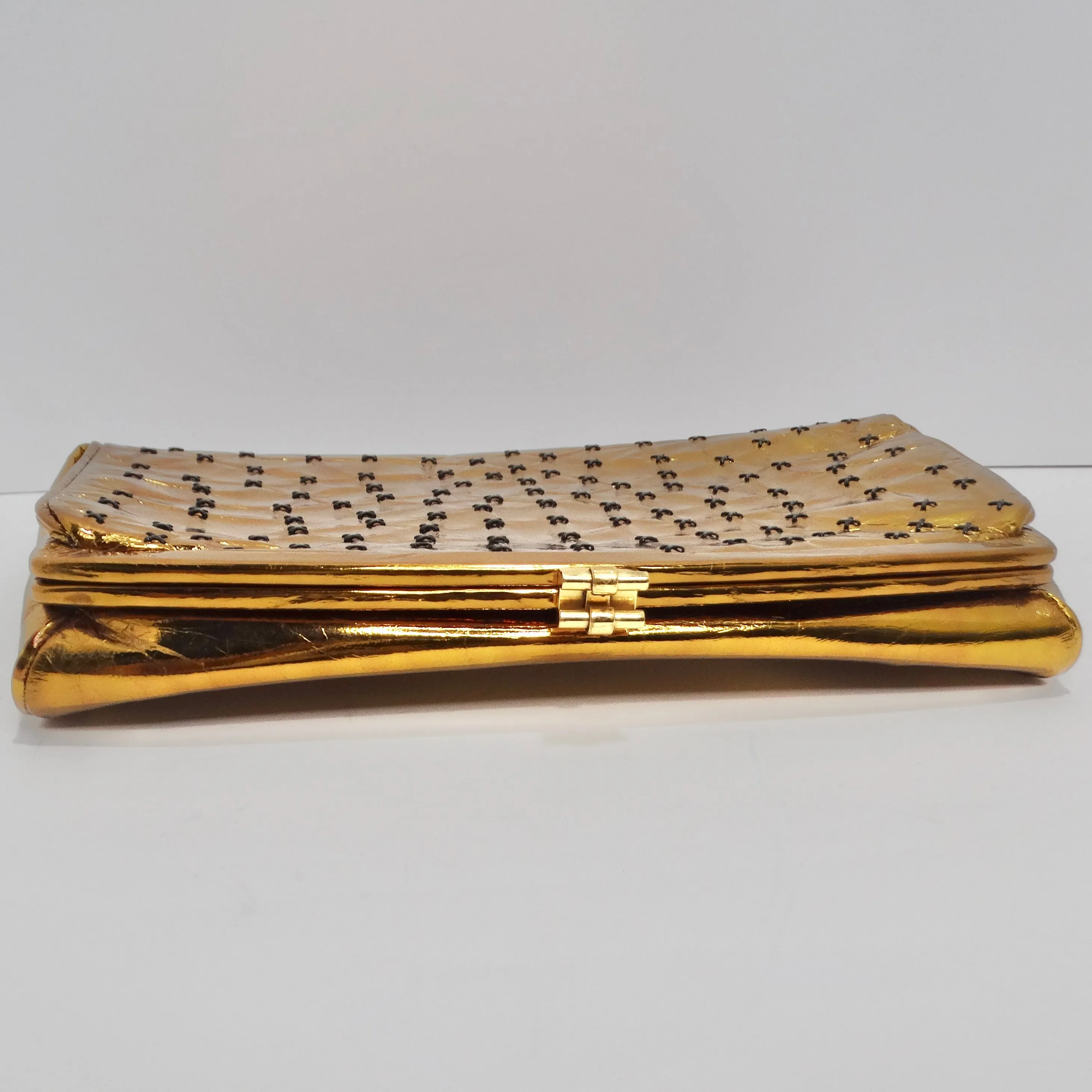 1980s Metallic Gold Textured Clutch