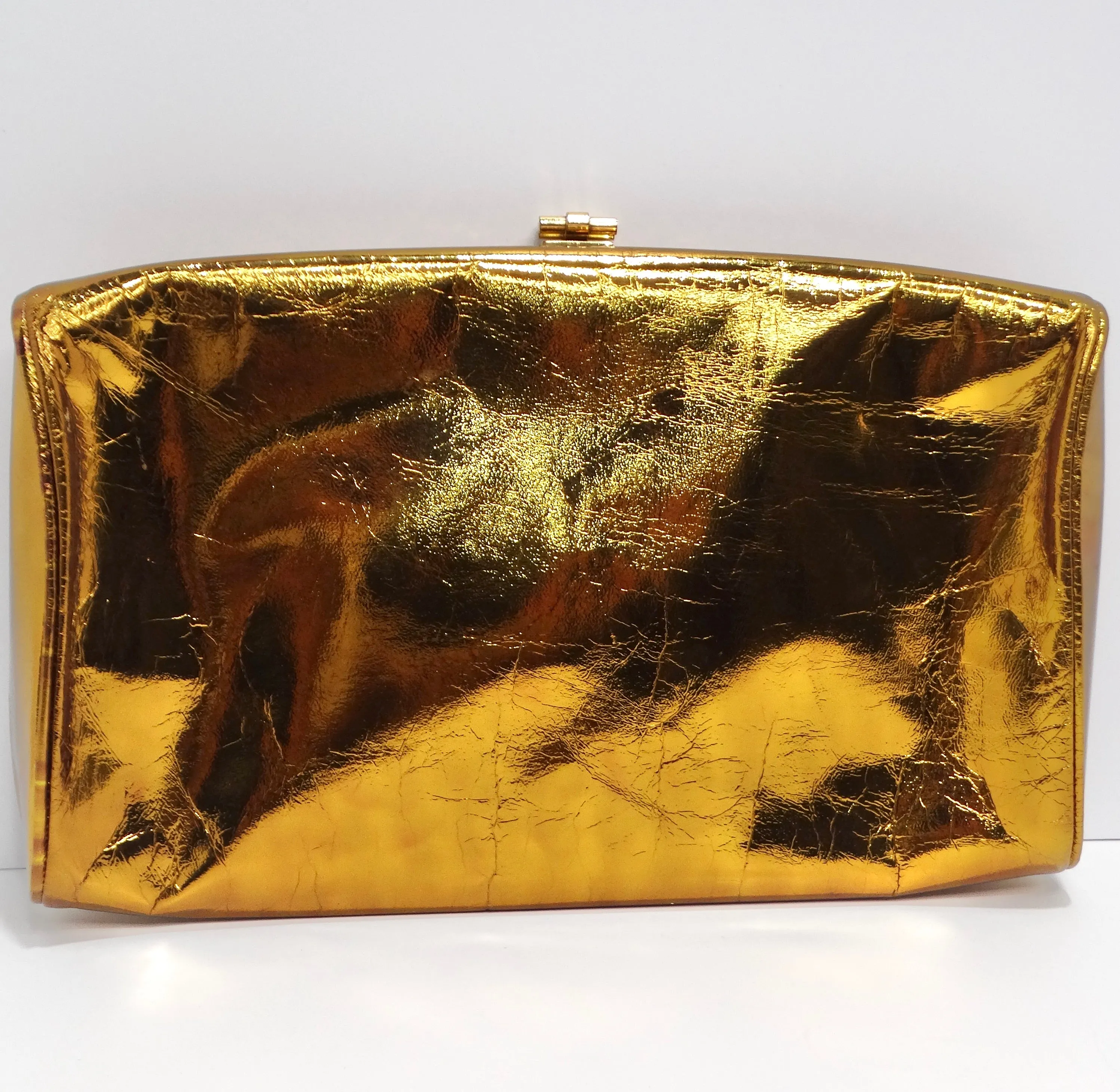 1980s Metallic Gold Textured Clutch