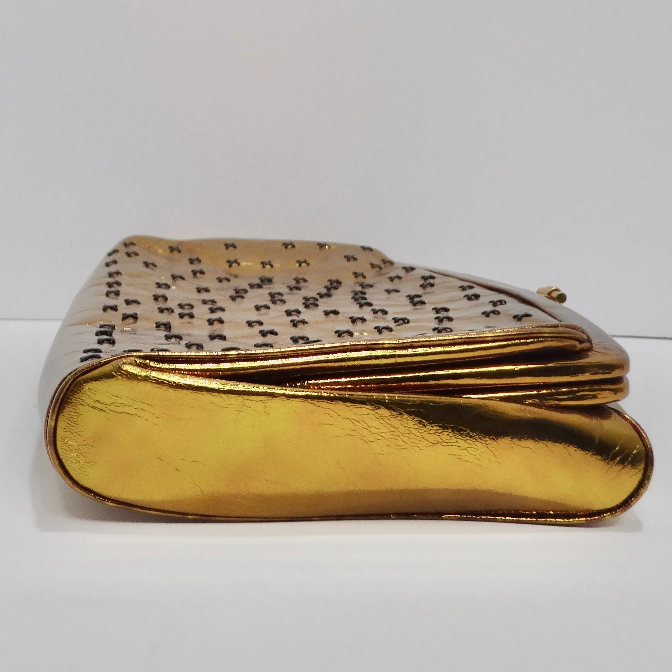 1980s Metallic Gold Textured Clutch