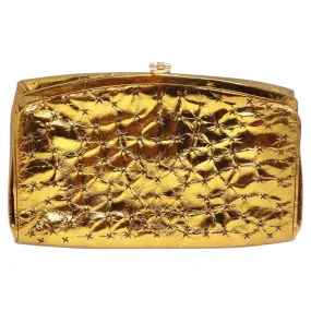 1980s Metallic Gold Textured Clutch