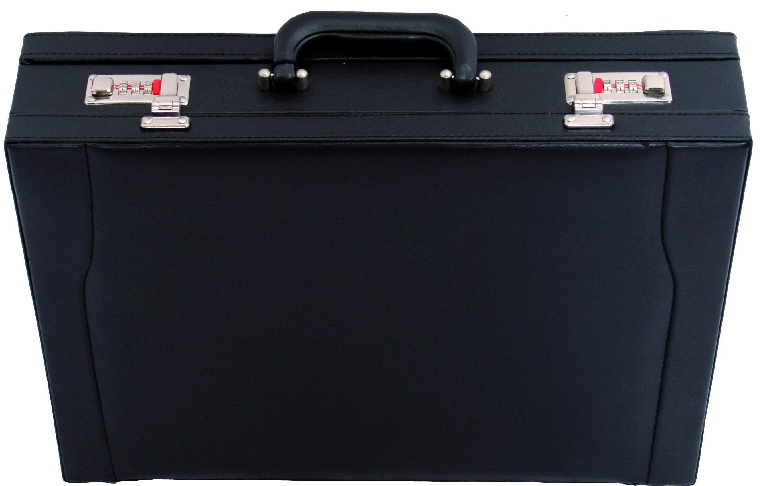 Avenue PU Leather Attache Black, Expanding, Combination Lock, 44cm x 34cm x 11cm