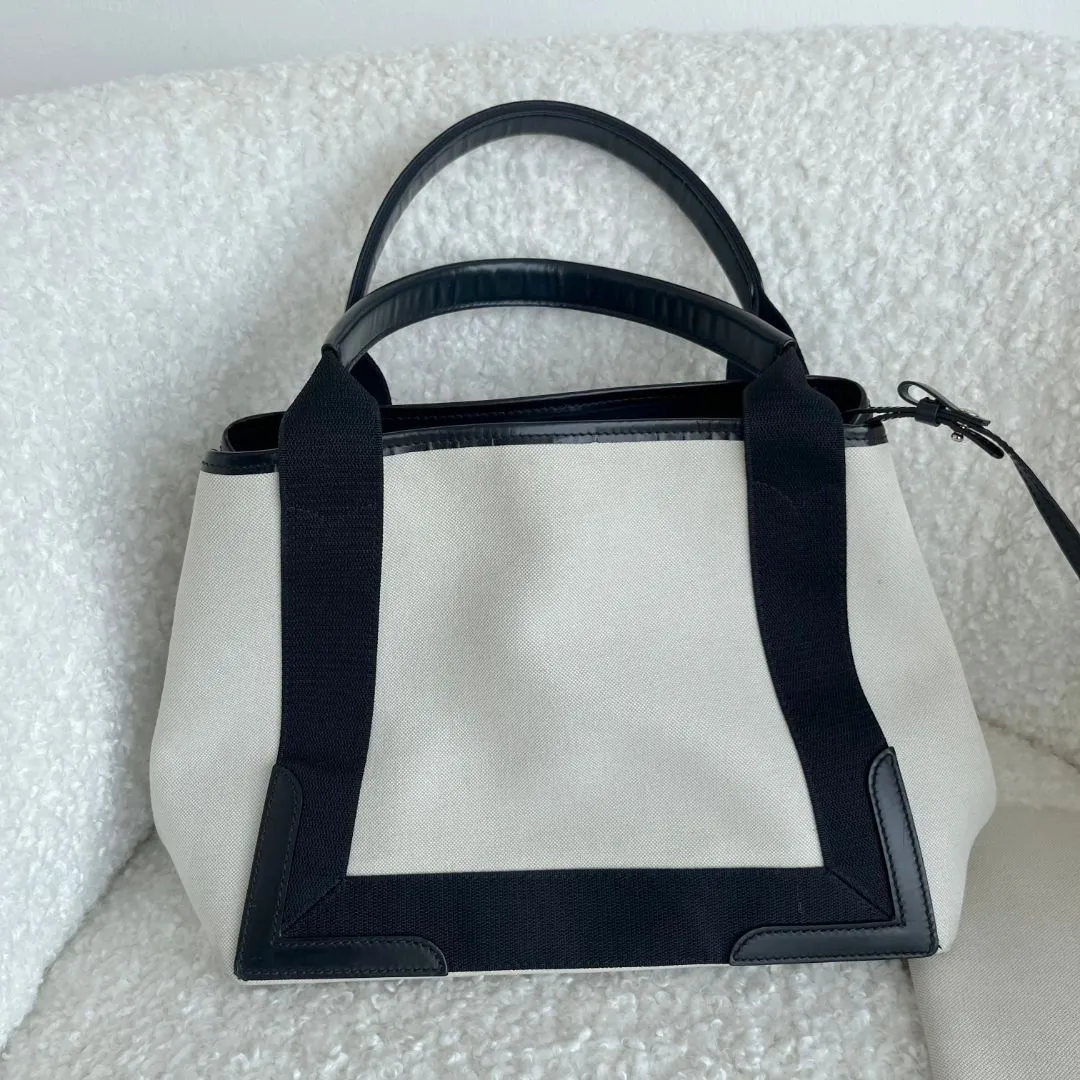 Balenciaga Navy Cabas Small Bag in Organic Cotton Canvas