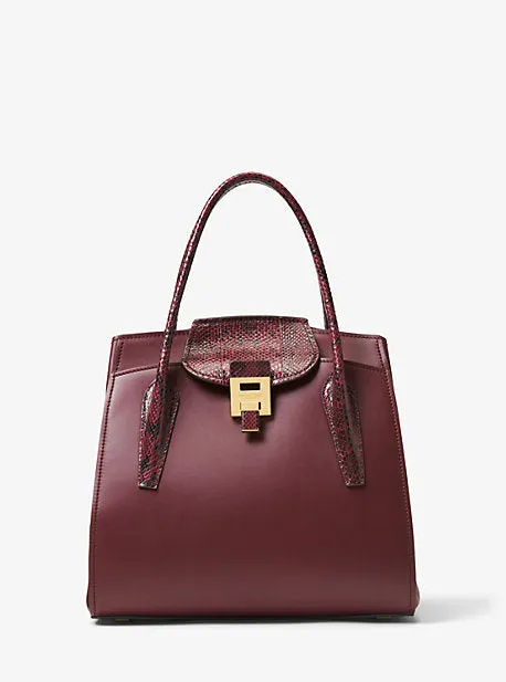 Bancroft Large Calf Leather and Snakeskin Satchel