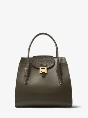 Bancroft Large Calf Leather and Snakeskin Satchel