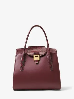 Bancroft Large Calf Leather and Snakeskin Satchel