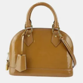 Beige Monogram Vernis Leather Alma BB Satchel