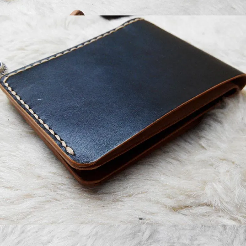 Black Leather Mens Bifold Small Wallet Leather Small Wallets for Men