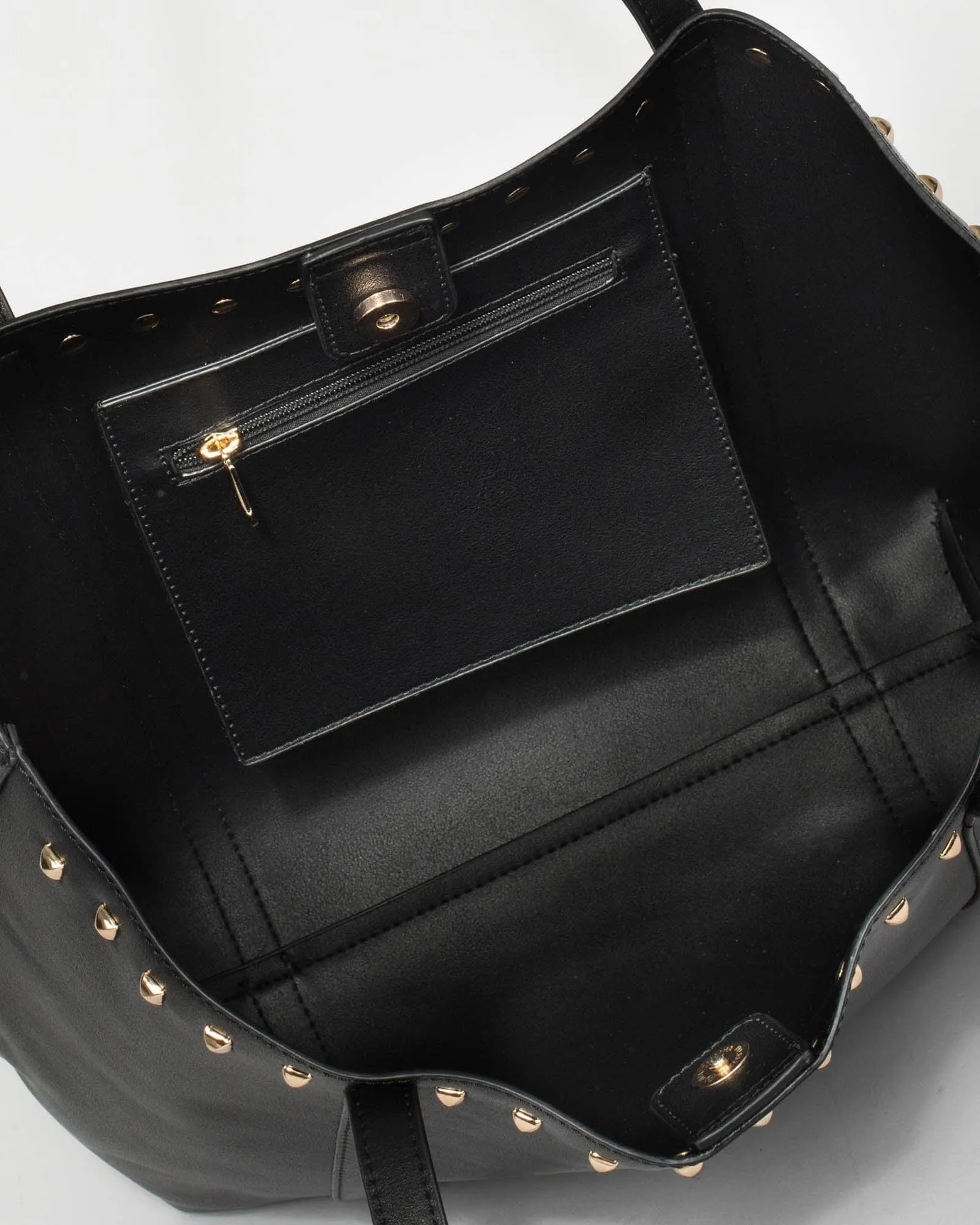 Black Sabina Stud Tote Bag