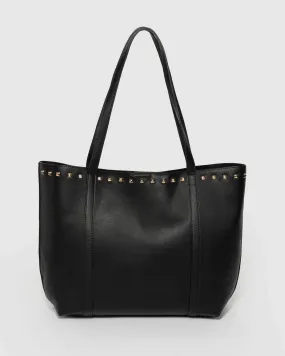 Black Sabina Stud Tote Bag