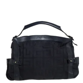 Black Signature Canvas and Leather Satchel