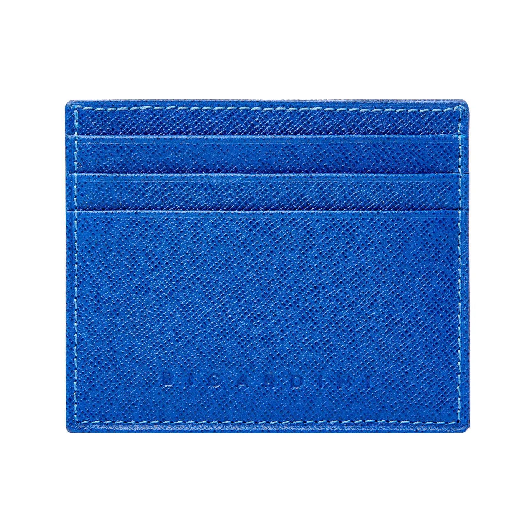 Blue Unisex Saffiano Leather Slim Card Wallet