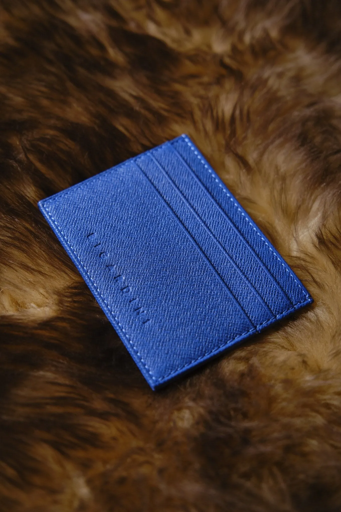 Blue Unisex Saffiano Leather Slim Card Wallet