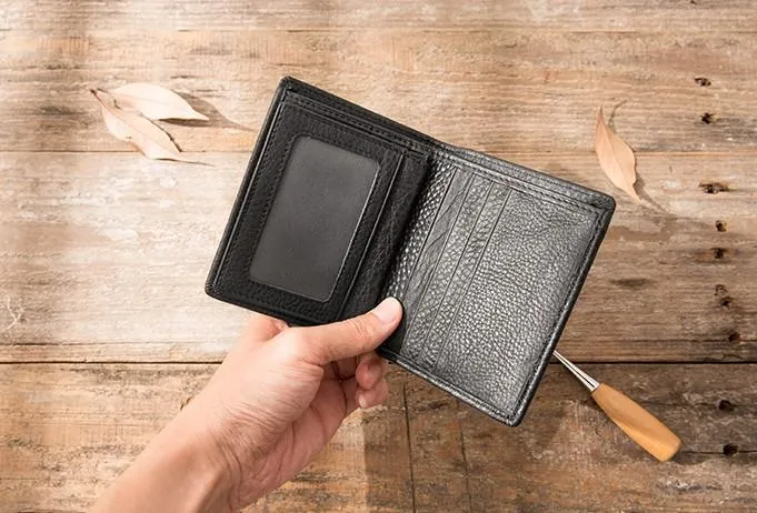 Braided Leather Mens Small Wallets Bifold Slim Front Pocket Wallet for Men