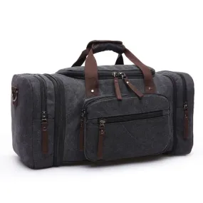 Canvas and Leather Weekender Duffel Bag