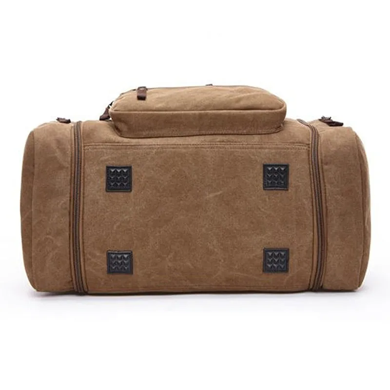 Canvas and Leather Weekender Duffel Bag