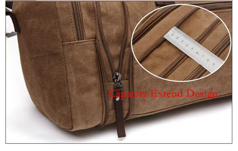 Canvas and Leather Weekender Duffel Bag