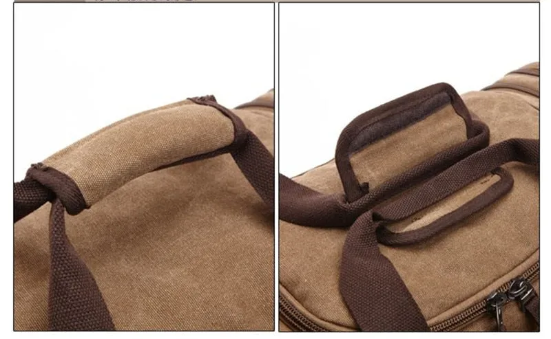 Canvas and Leather Weekender Duffel Bag