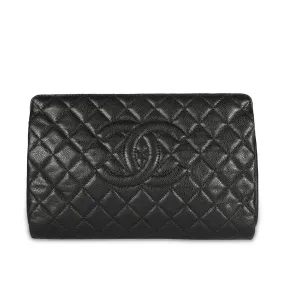 Chanel Black Caviar Quilted Timeless Frame Clutch