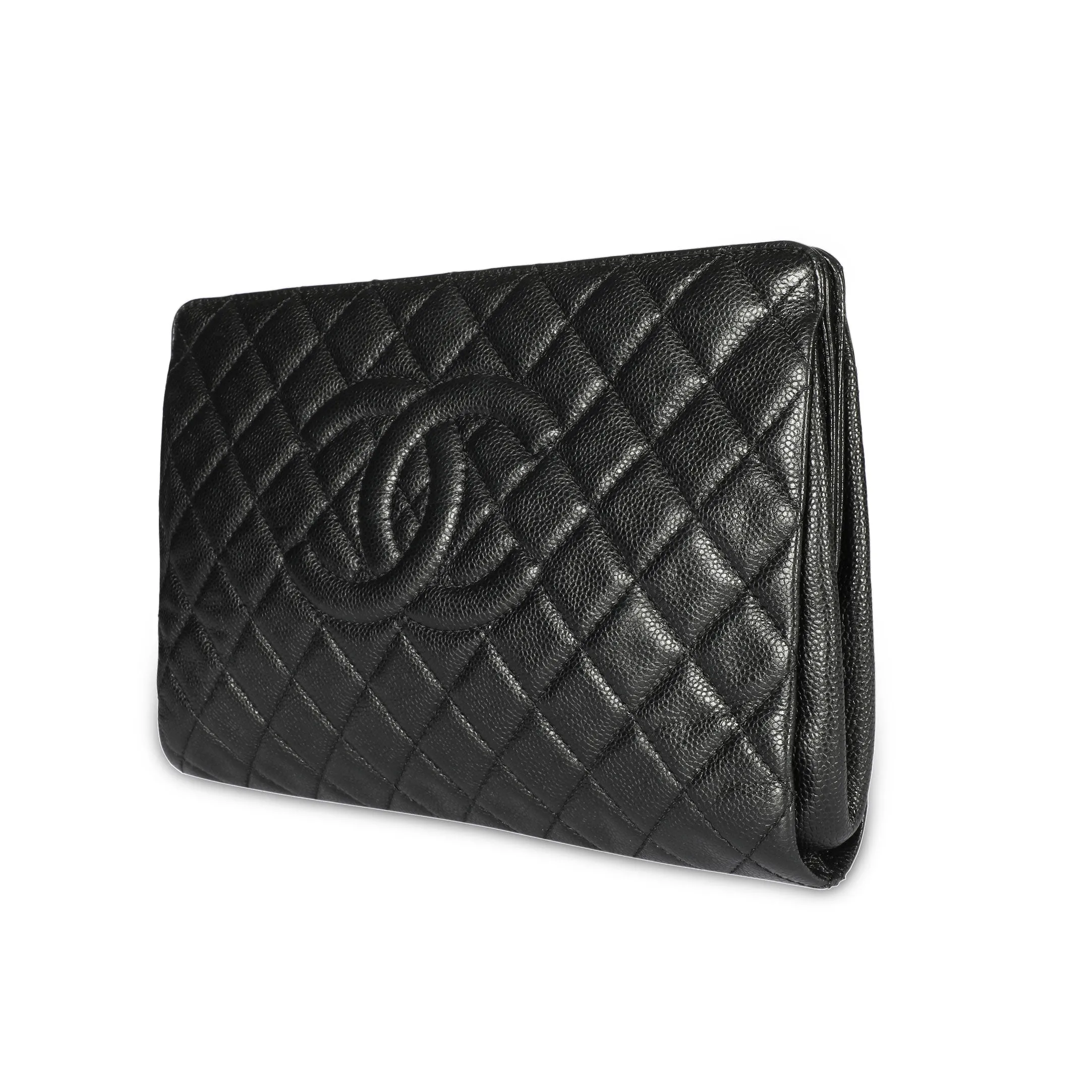 Chanel Black Caviar Quilted Timeless Frame Clutch