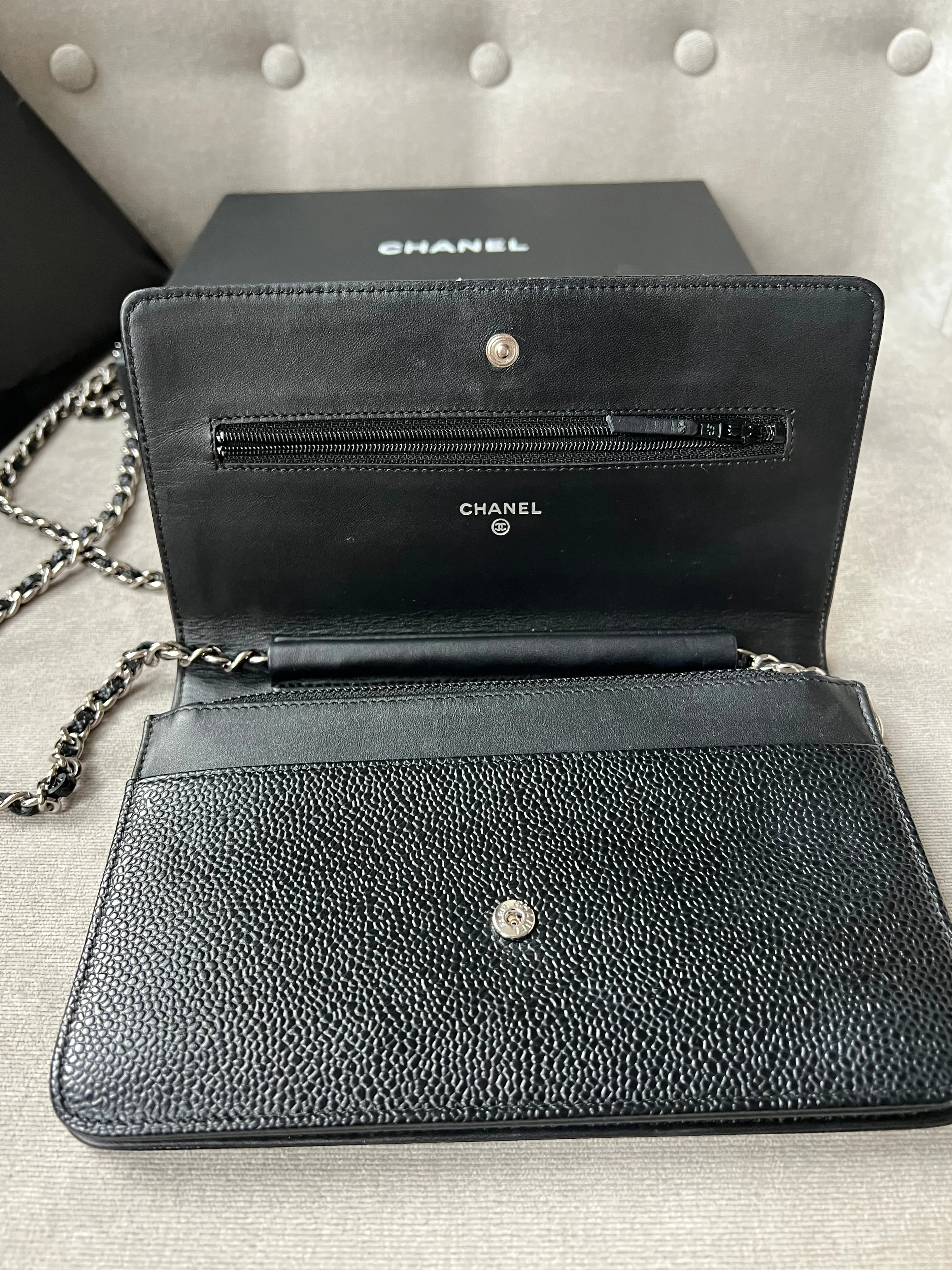 Chanel Black Caviar Timeless Wallet on Chain