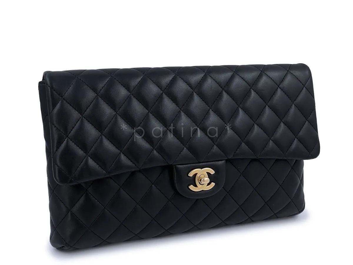 Chanel Black Lambskin Timeless Classic Clutch Bag GHW