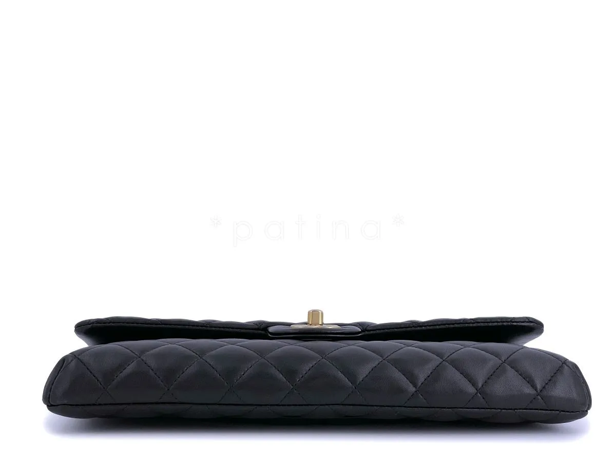 Chanel Black Lambskin Timeless Classic Clutch Bag GHW