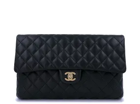 Chanel Black Lambskin Timeless Classic Clutch Bag GHW