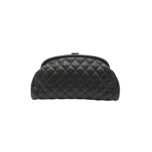 Chanel Timeless Clutch in Black Quilted Caviar Leather