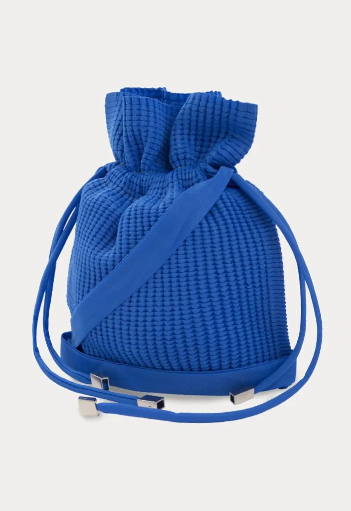 Choice Textured Drawstring Pouch Bag Cobalt