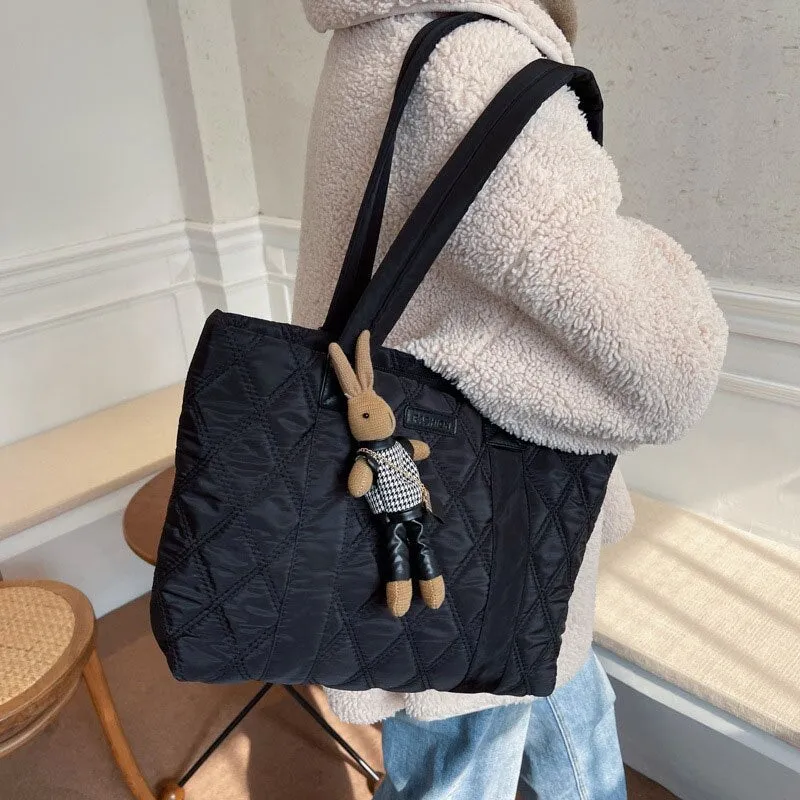 Christmas Gift 2021 Hit Winter Brand Nylon Tote Bags For Women Luxury Designer Quilted Big Handbags Large Capacity Cotton Shoulder Satchels Bag