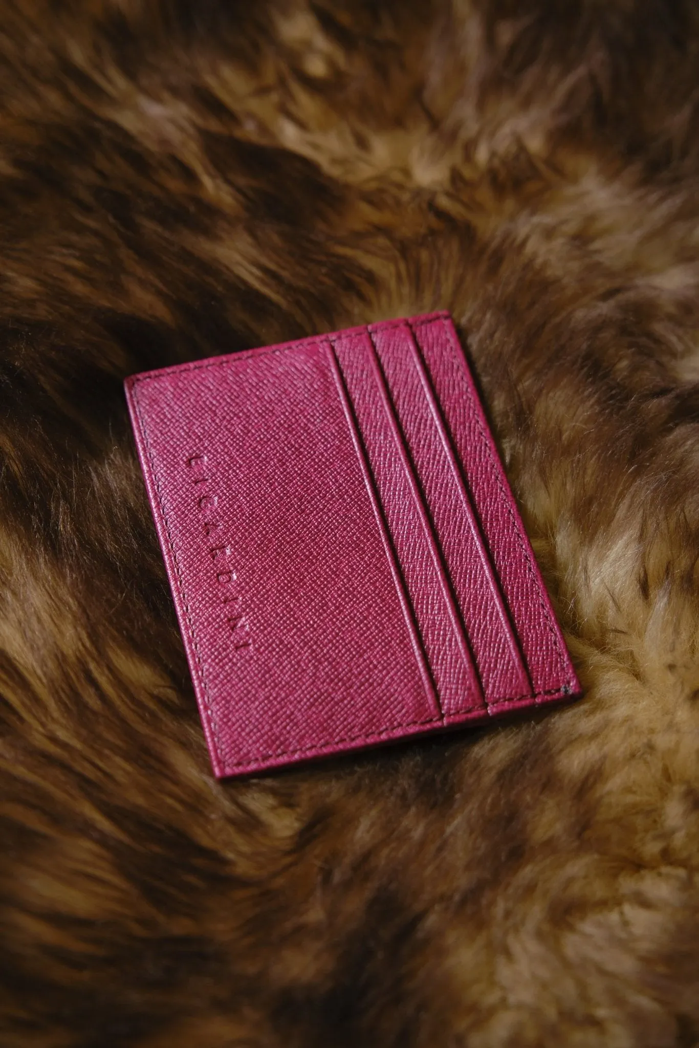 Claret Red Unisex Saffiano Leather Slim Card Wallet