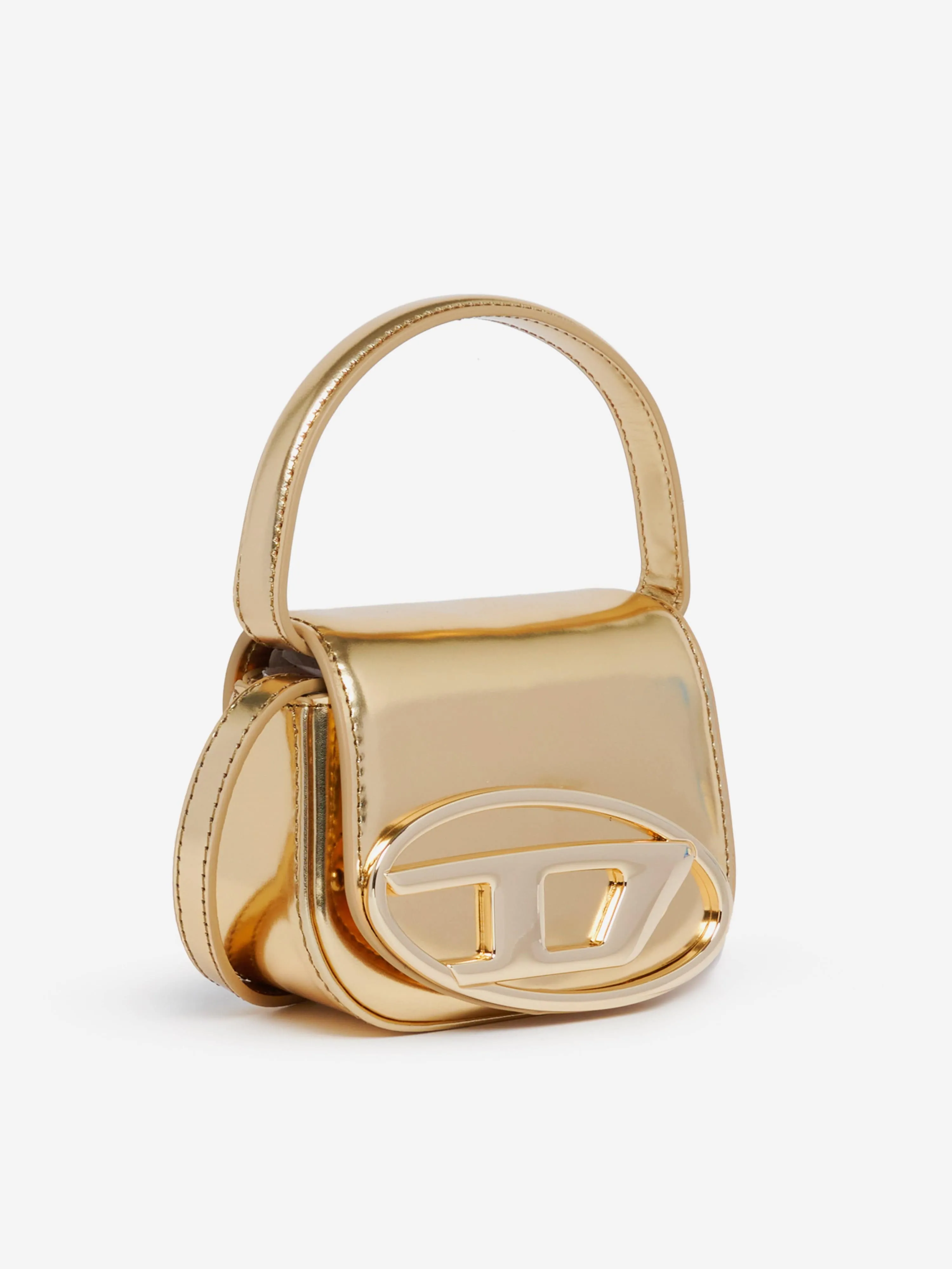 Diesel Girls Leather Oval D Logo Handbag in Gold (20cm)