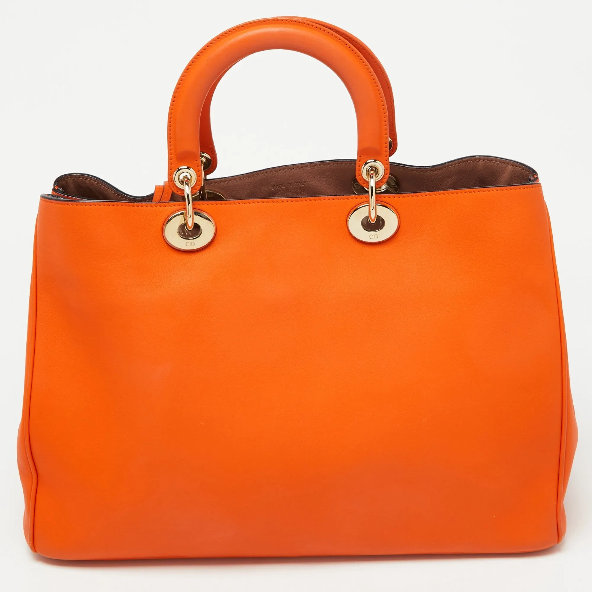 DIOR Orange Leather Large issimo Shopper Tote