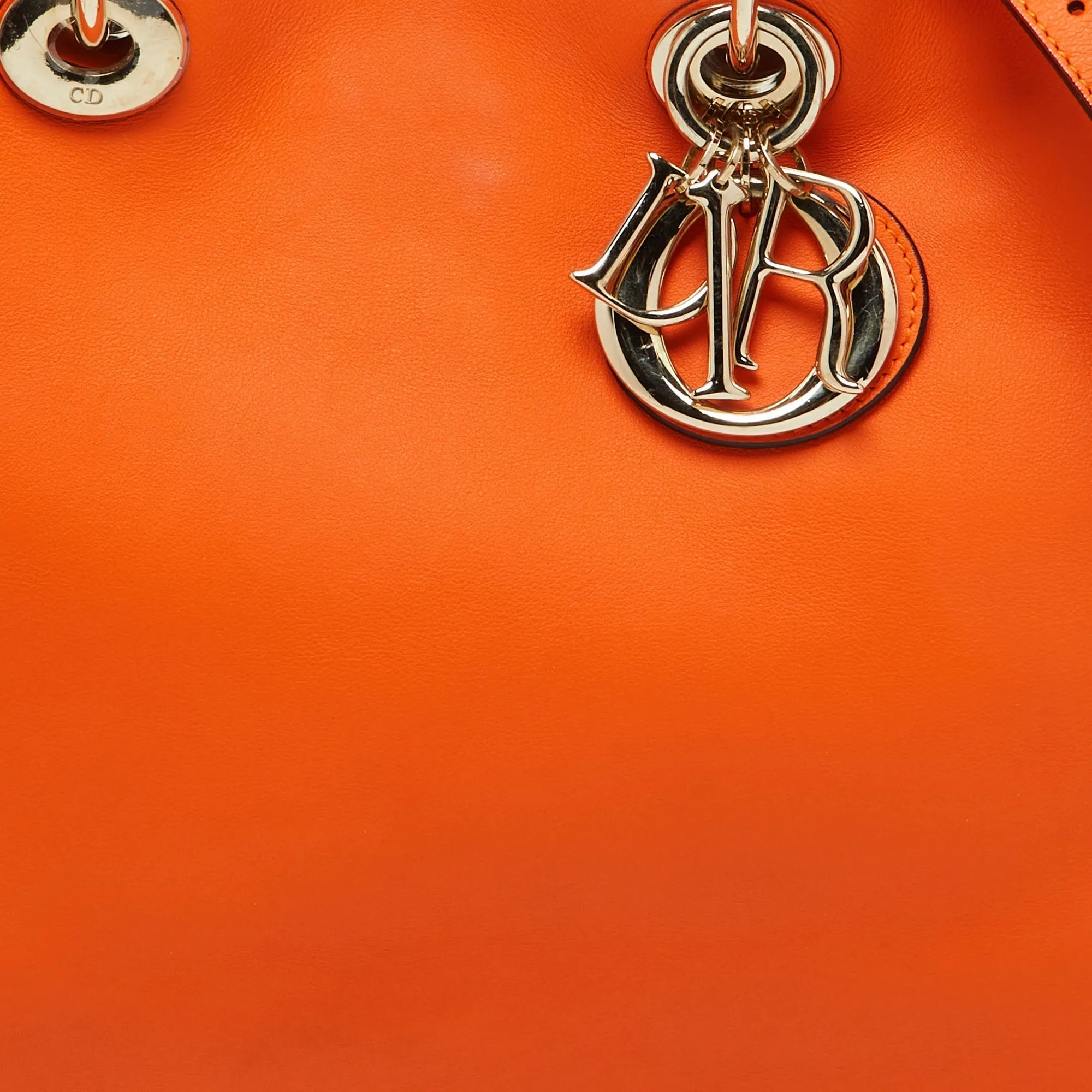 DIOR Orange Leather Large issimo Shopper Tote