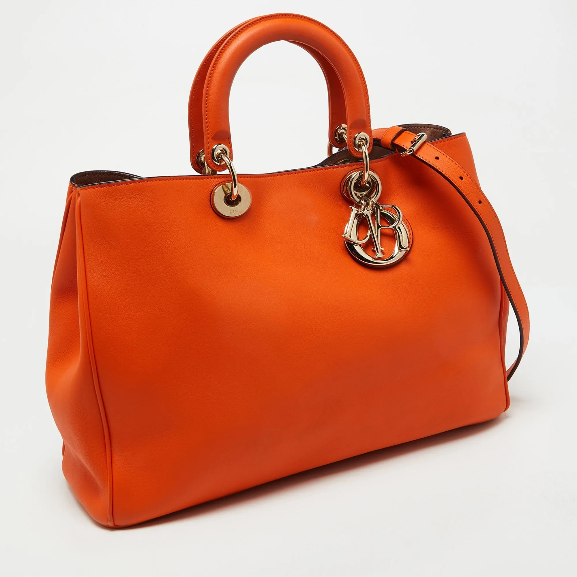 DIOR Orange Leather Large issimo Shopper Tote