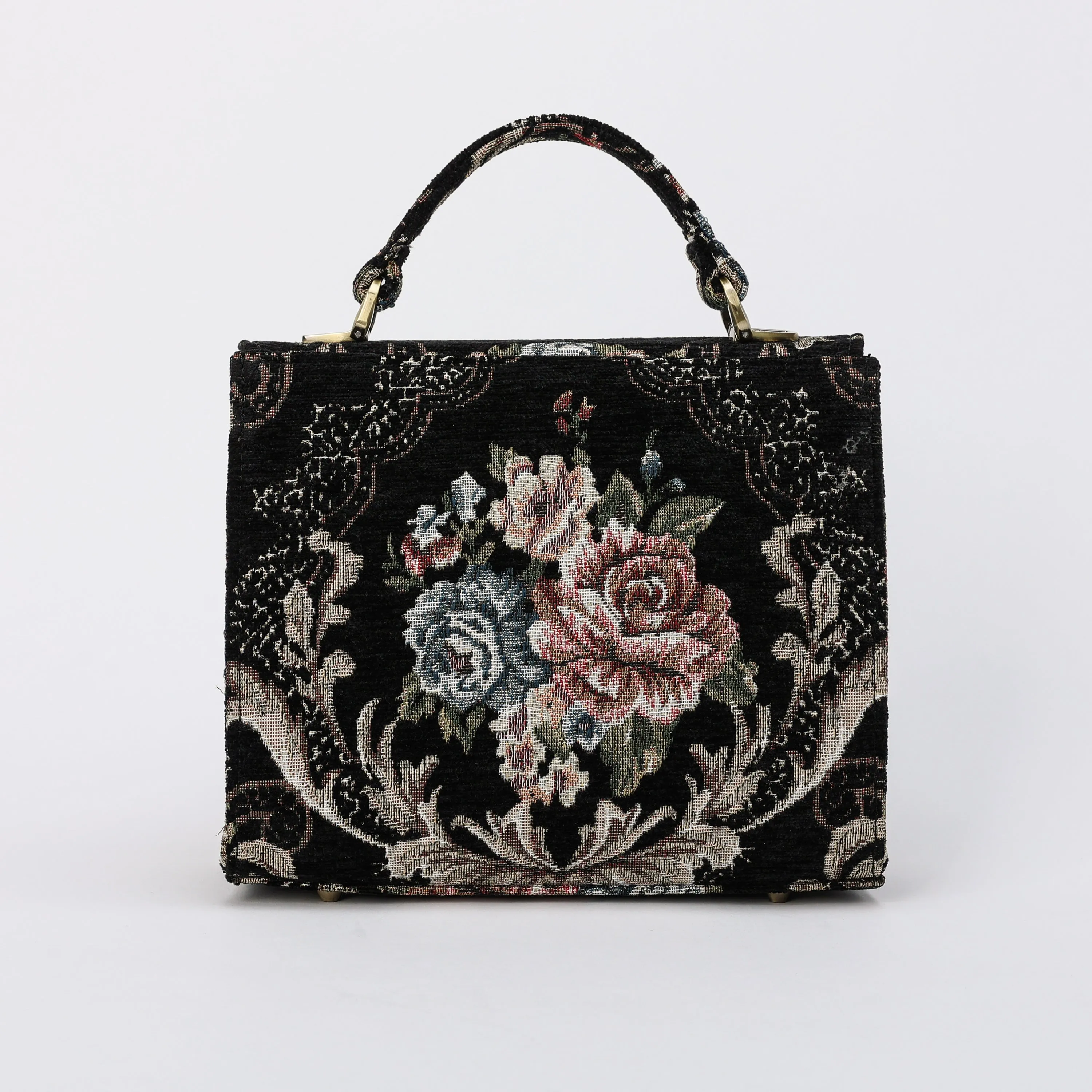 Floral Black Flap Satchel