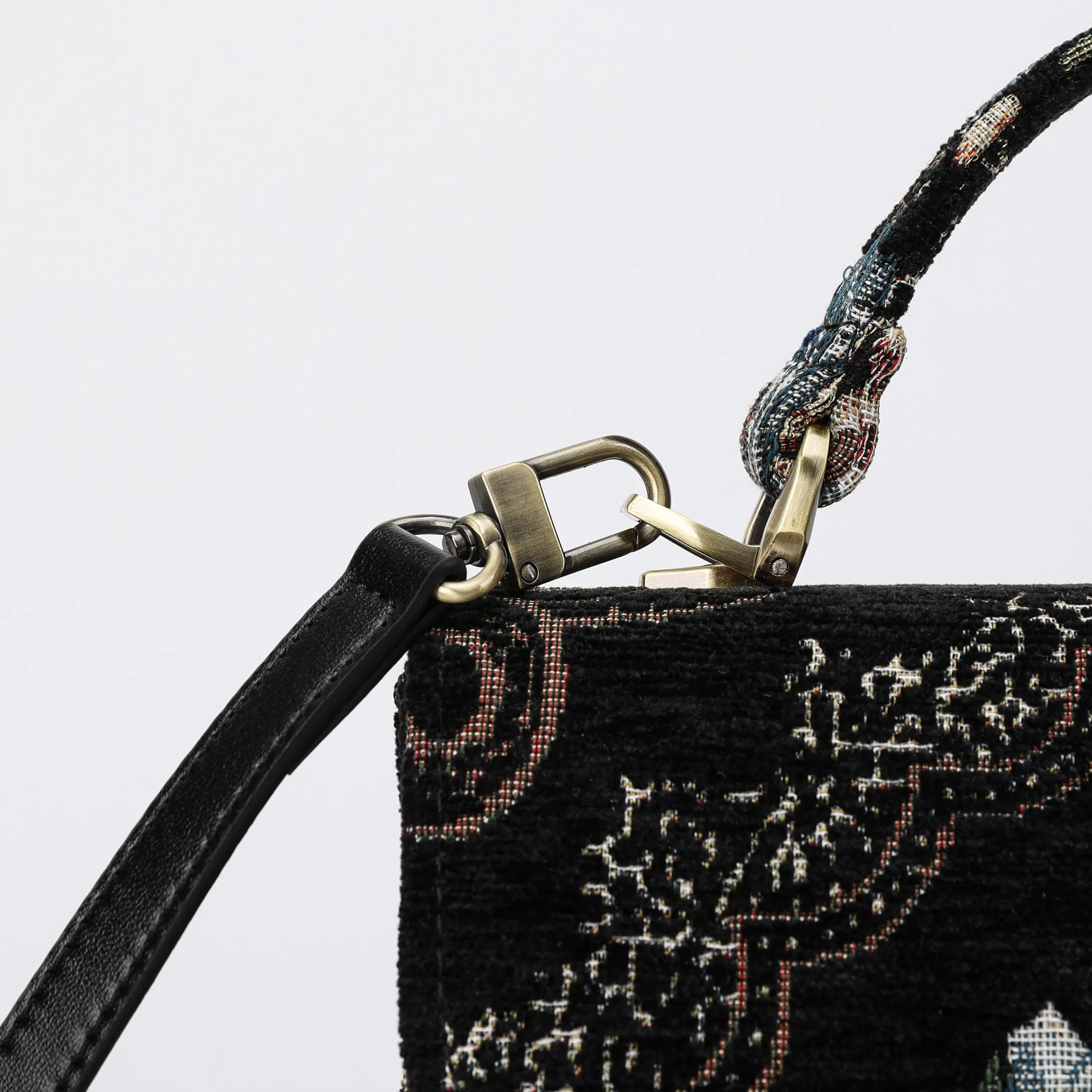 Floral Black Flap Satchel