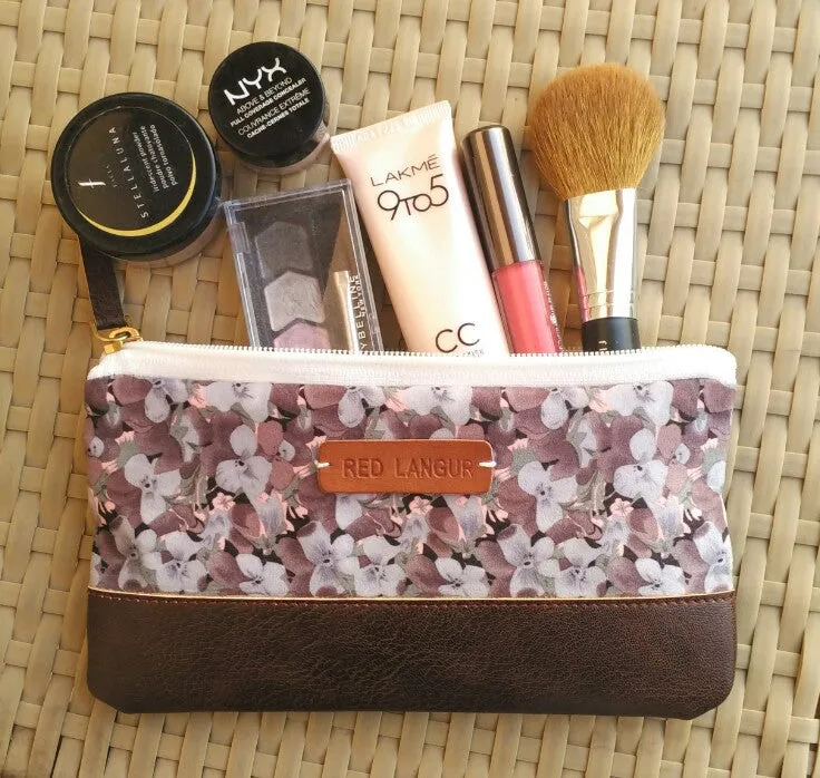 Gray Floral - Multi-purpose pouch