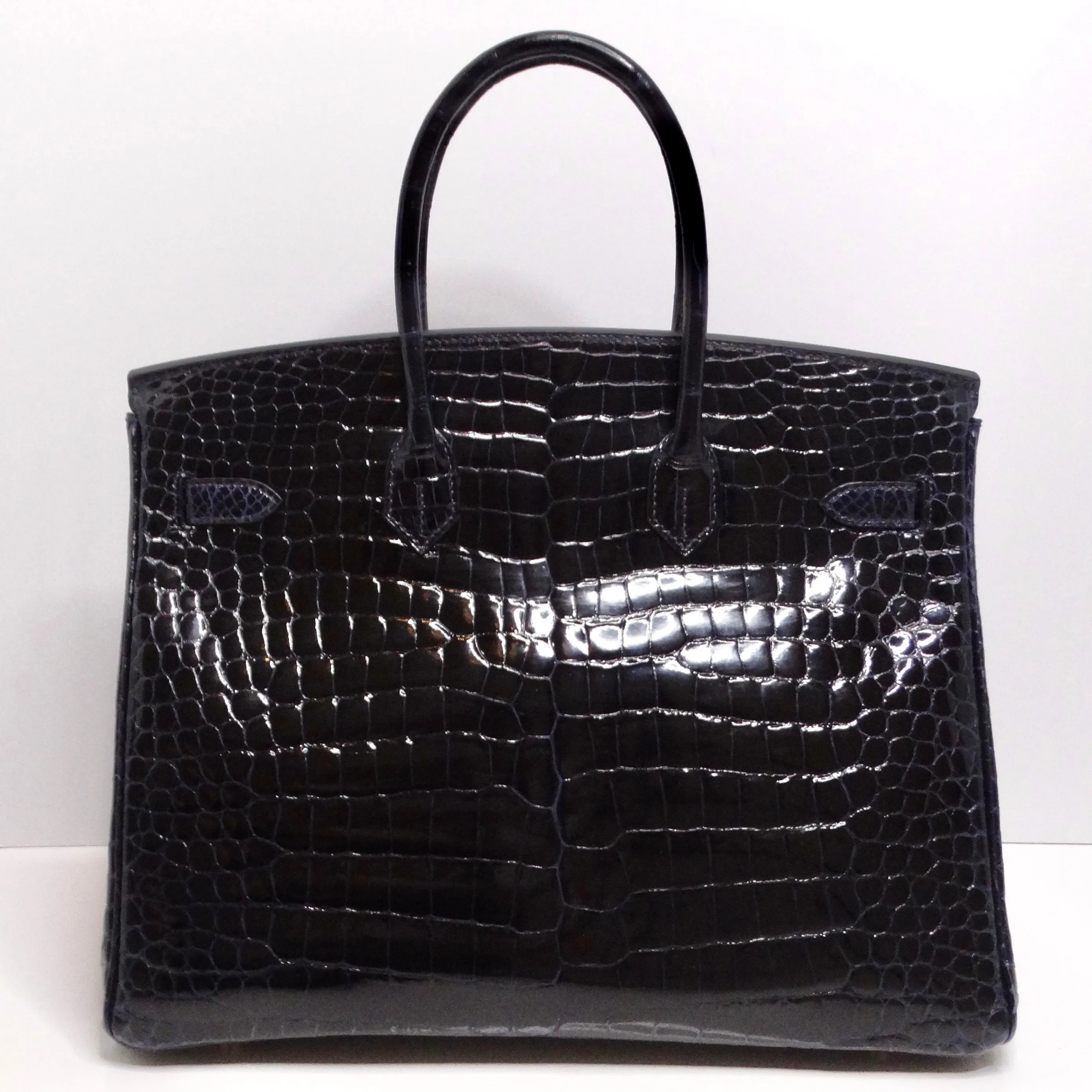 Hermes Birkin 35cm Bleu Marine Porosus Crocodile with Gold Hardware