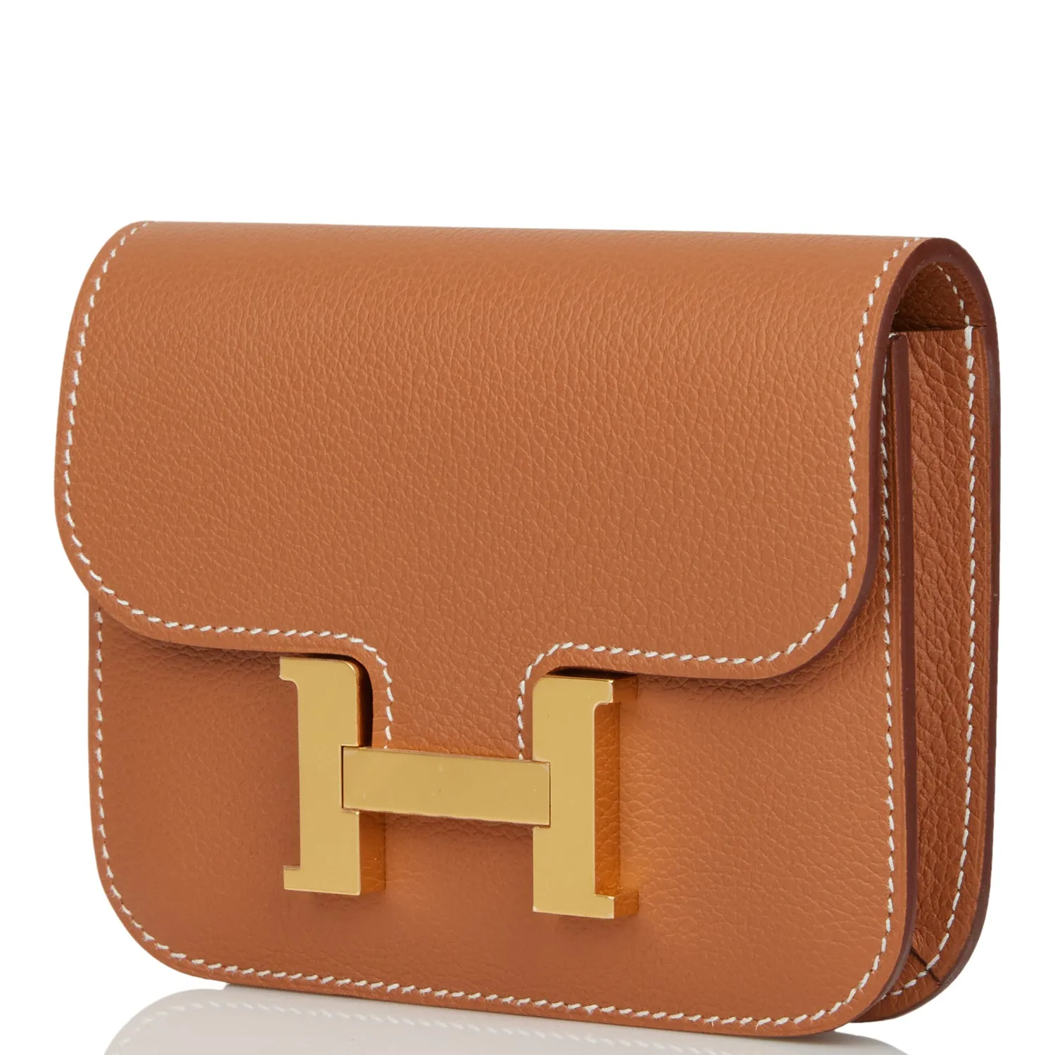 Hermes Constance Slim Wallet Gold Evercolor Gold Hardware