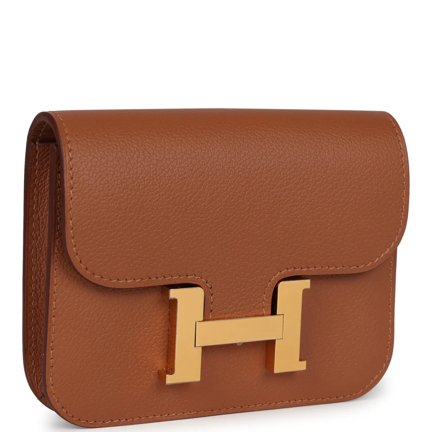 Hermes Constance Slim Wallet Gold Verso Evercolor Gold Hardware