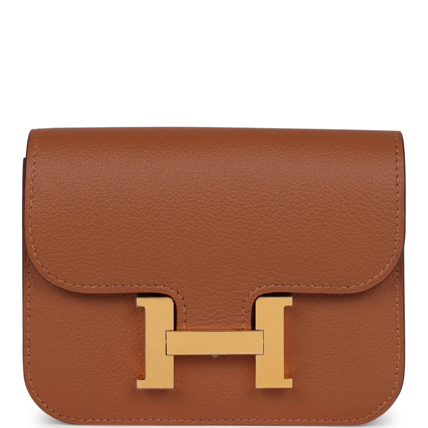 Hermes Constance Slim Wallet Gold Verso Evercolor Gold Hardware