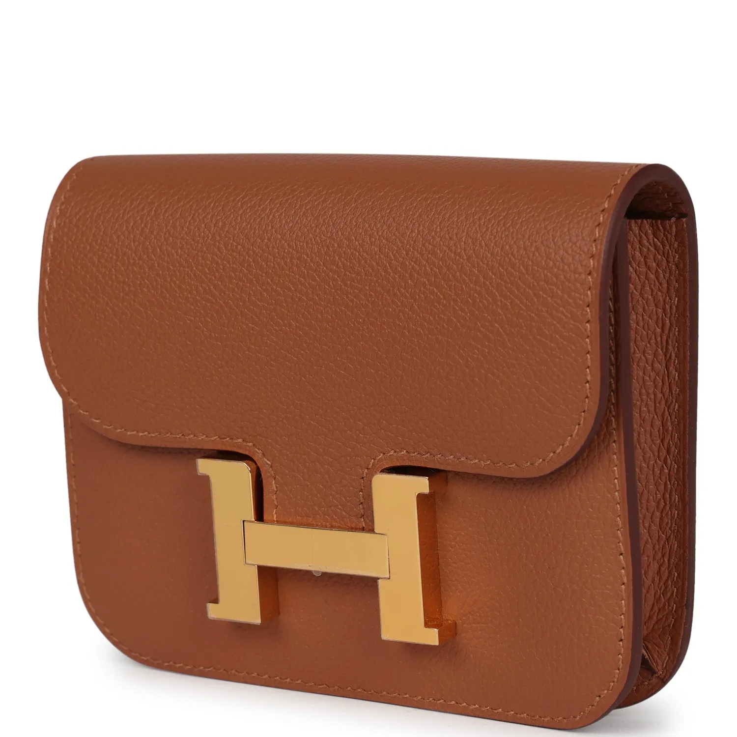 Hermes Constance Slim Wallet Gold Verso Evercolor Gold Hardware