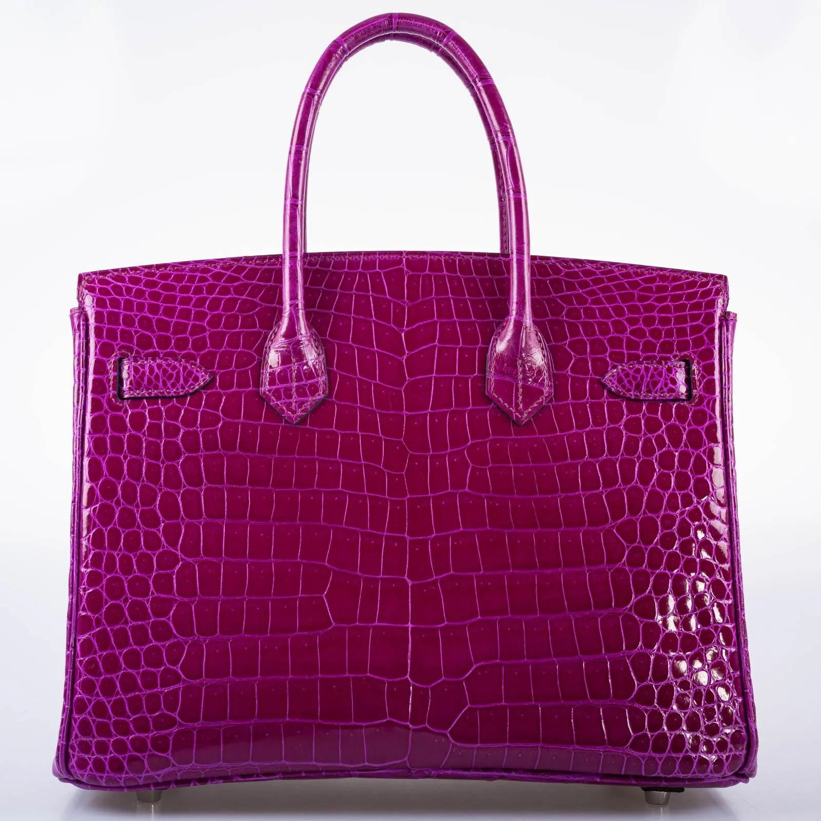 Hermès Birkin 30 Rose Pourpre Shiny Porosus Crocodile Palladium Hardware