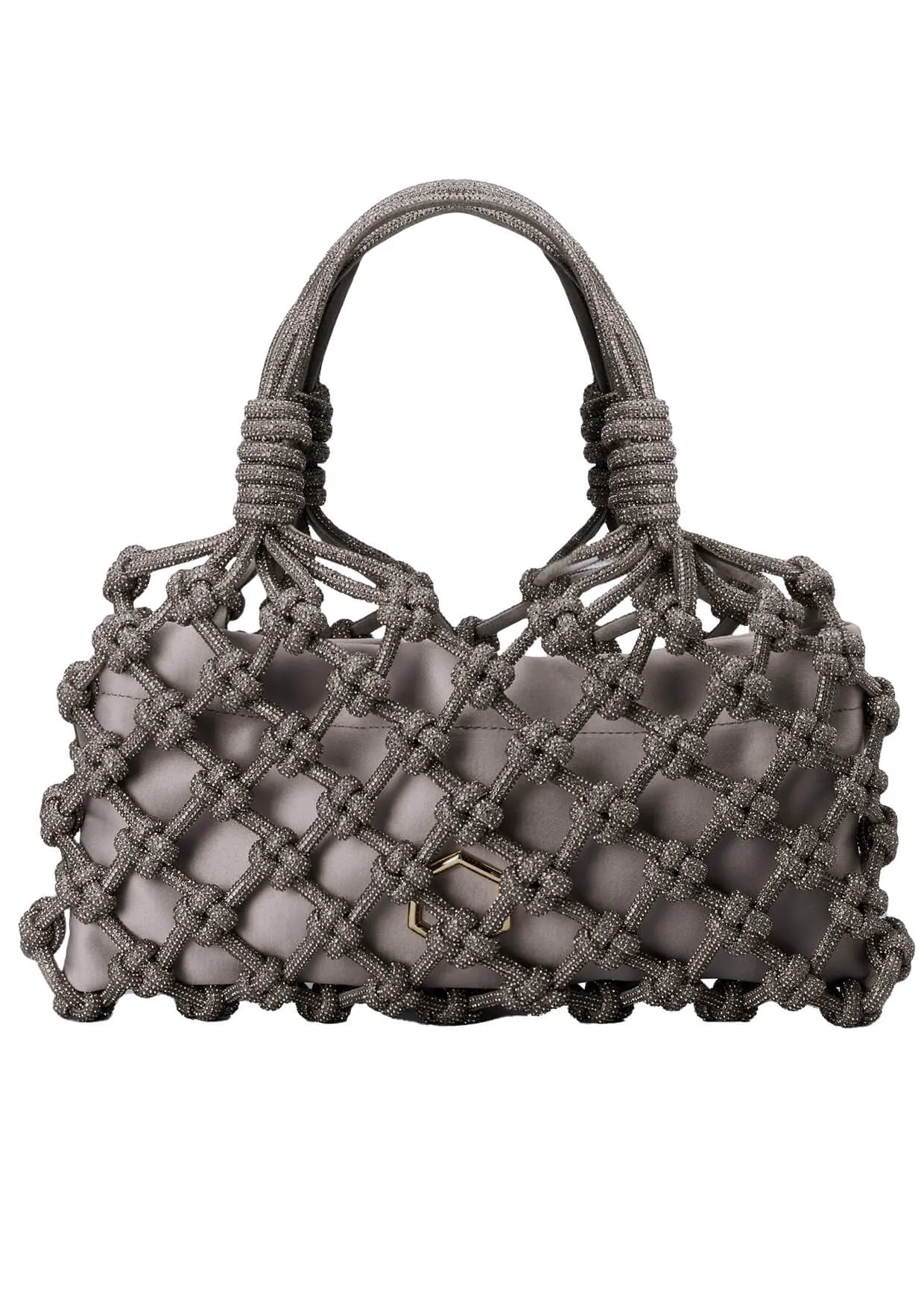 Lola Baguette Crystal-Studded Woven Handbag