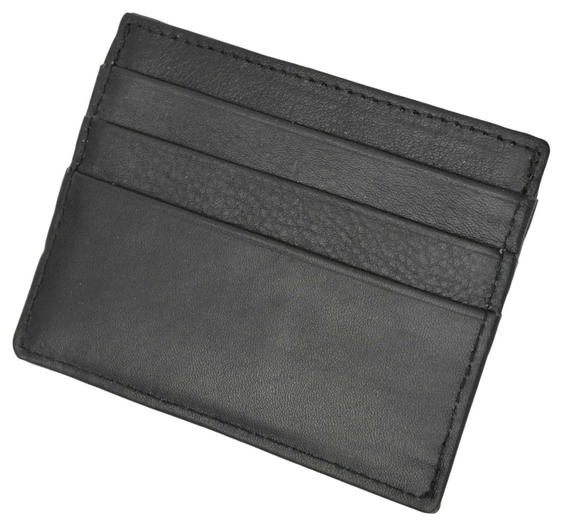 Marshal Mens Black Leather Minimalist Front Pocket Cash Card Holder Wallet