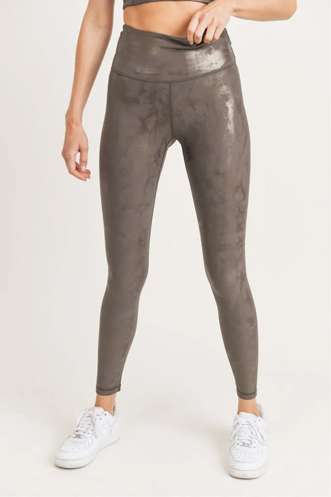 Mono B Overlay Metallic Foil Print Highwaist Leggings