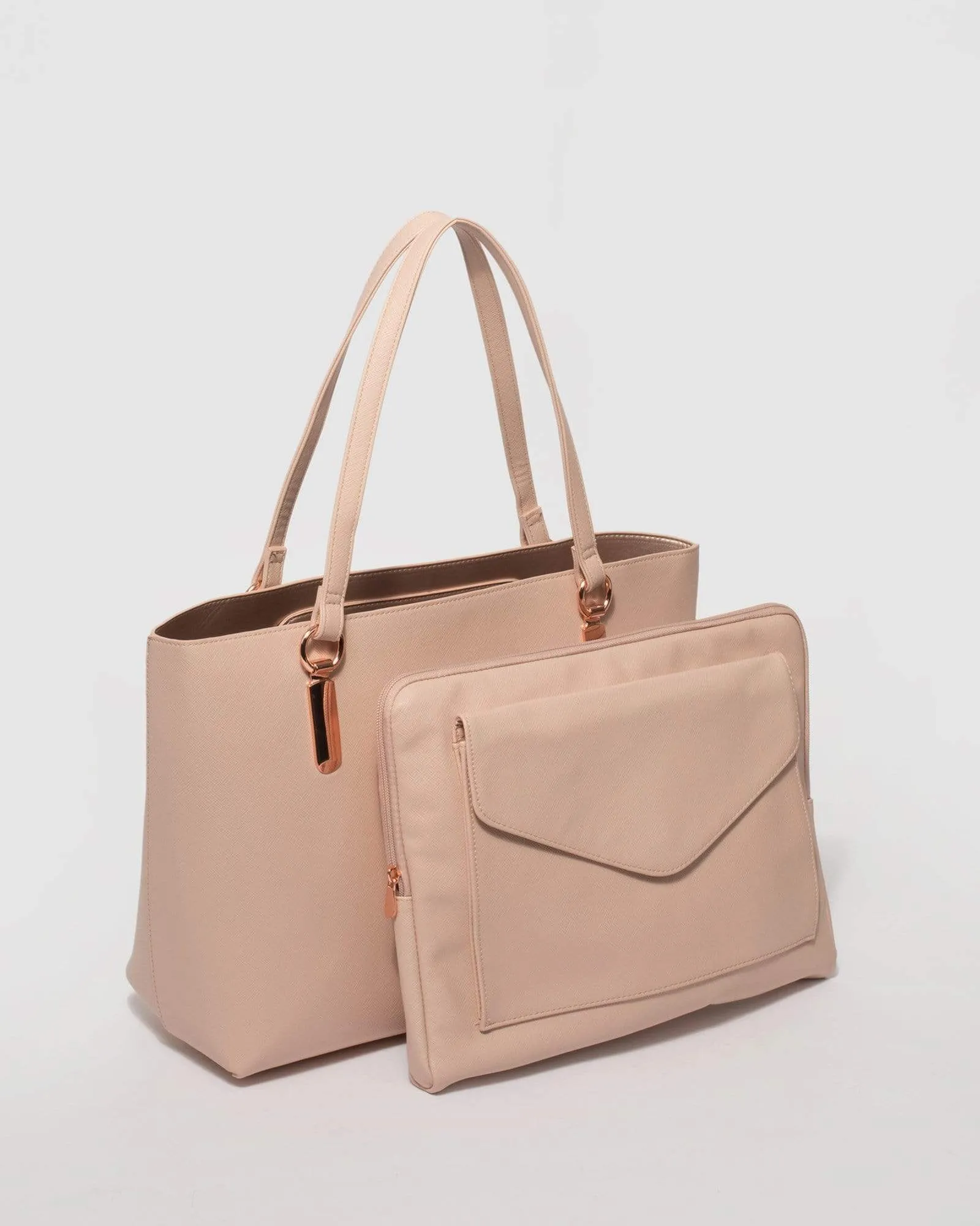 Pink Angelina Tech Tote Bag With Rose Gold Hardware