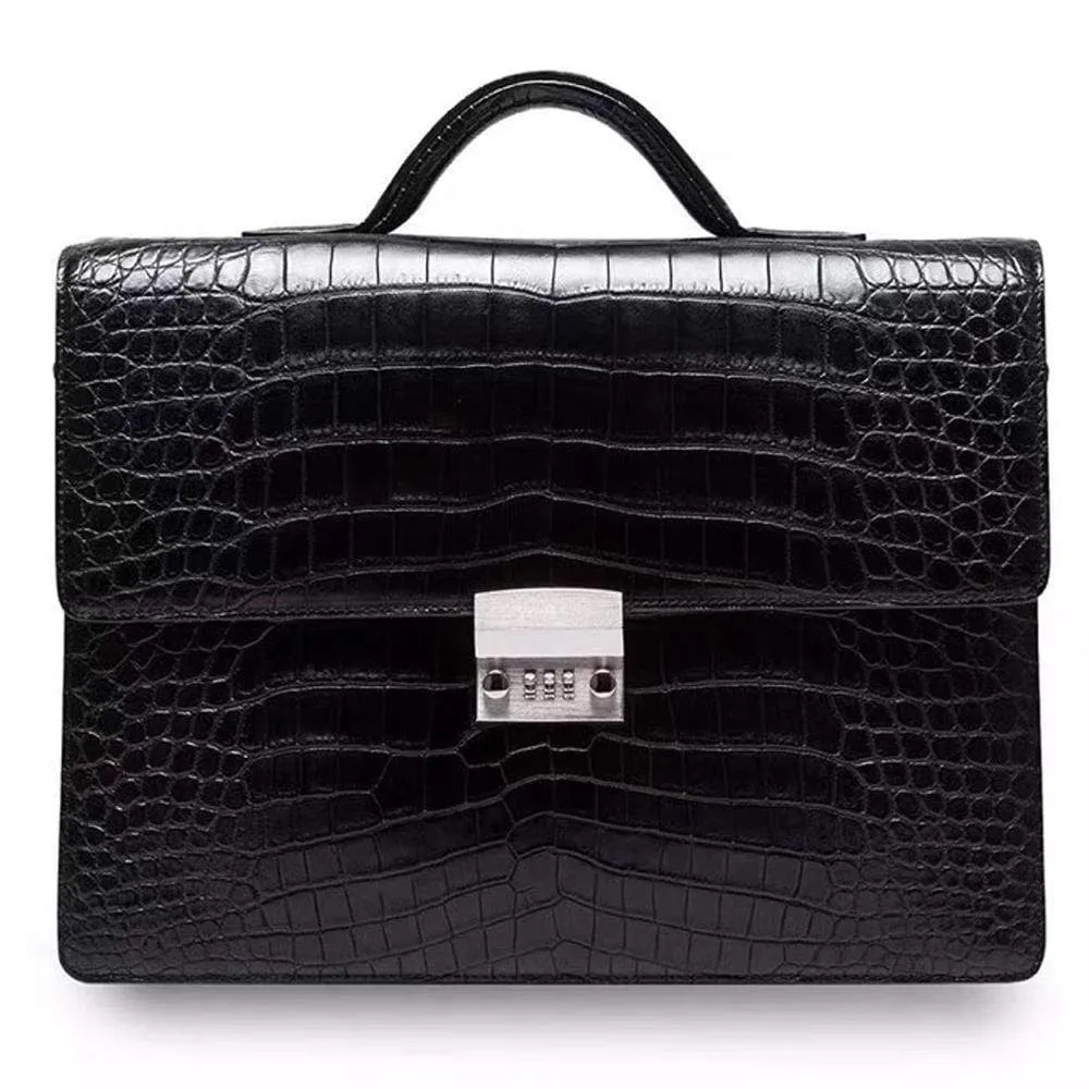 Preorder Crocodile Leather Men's Briefcase Business Bag With Password Lock