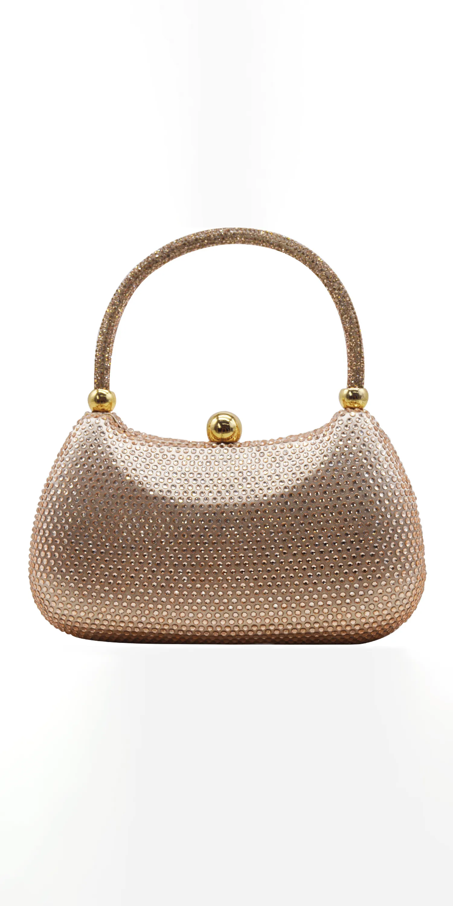 Rhinestone Crescent Micro Bead Handbag